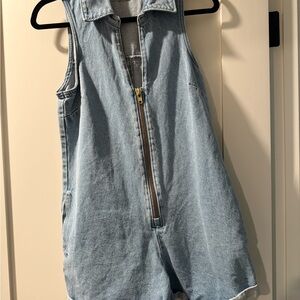 Show Me Your MuMu Denim Blue Romper